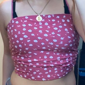 Hot pink flowered crop top